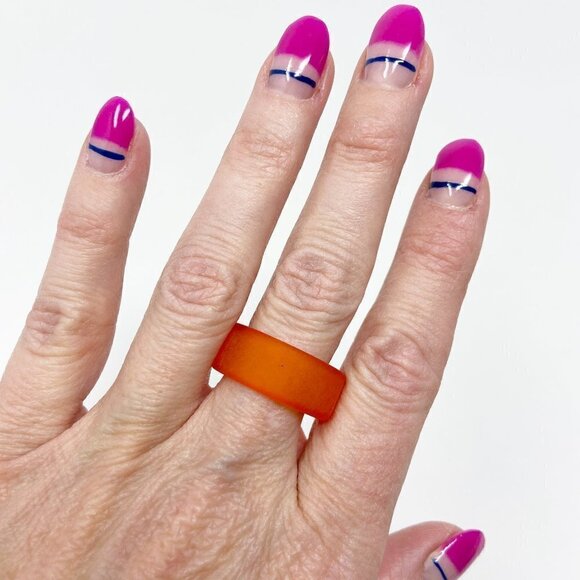 Orange Resin Stackable Acrylic Ring Size 9 - Picture 1 of 5